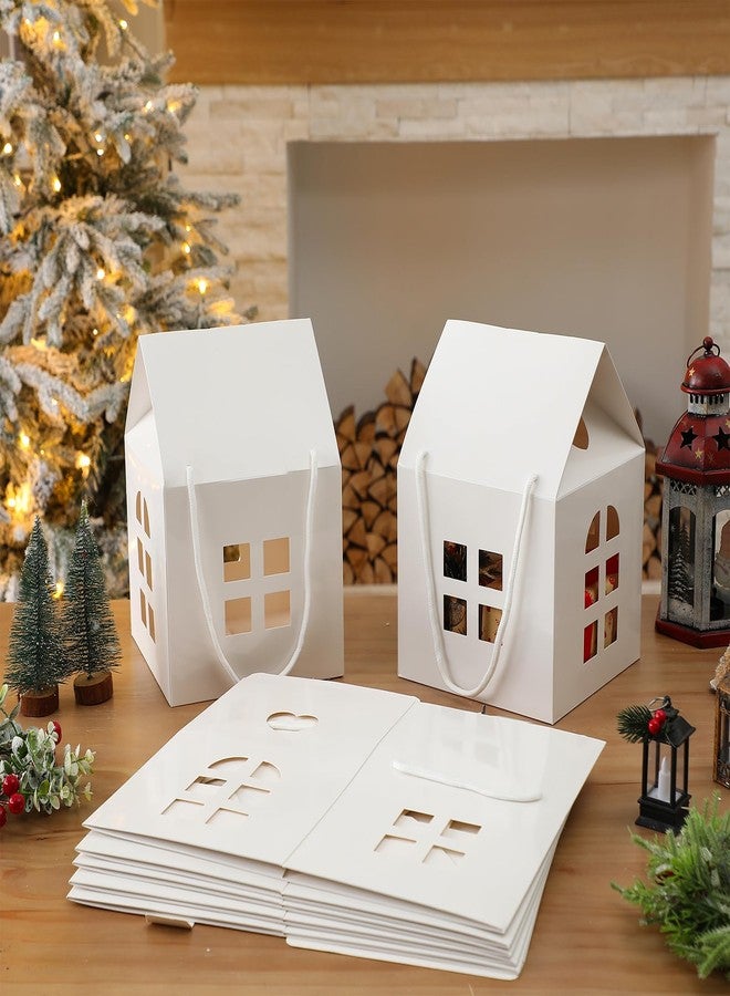 Sinload 10 Pcs Christmas Large House Shaped Gift Boxes with Handles 7.87 x 7.87 x 11.22 Inches Sturdy White Card House Shaped Gift Boxes Large Christmas Box for Presents and Treats - Image 5